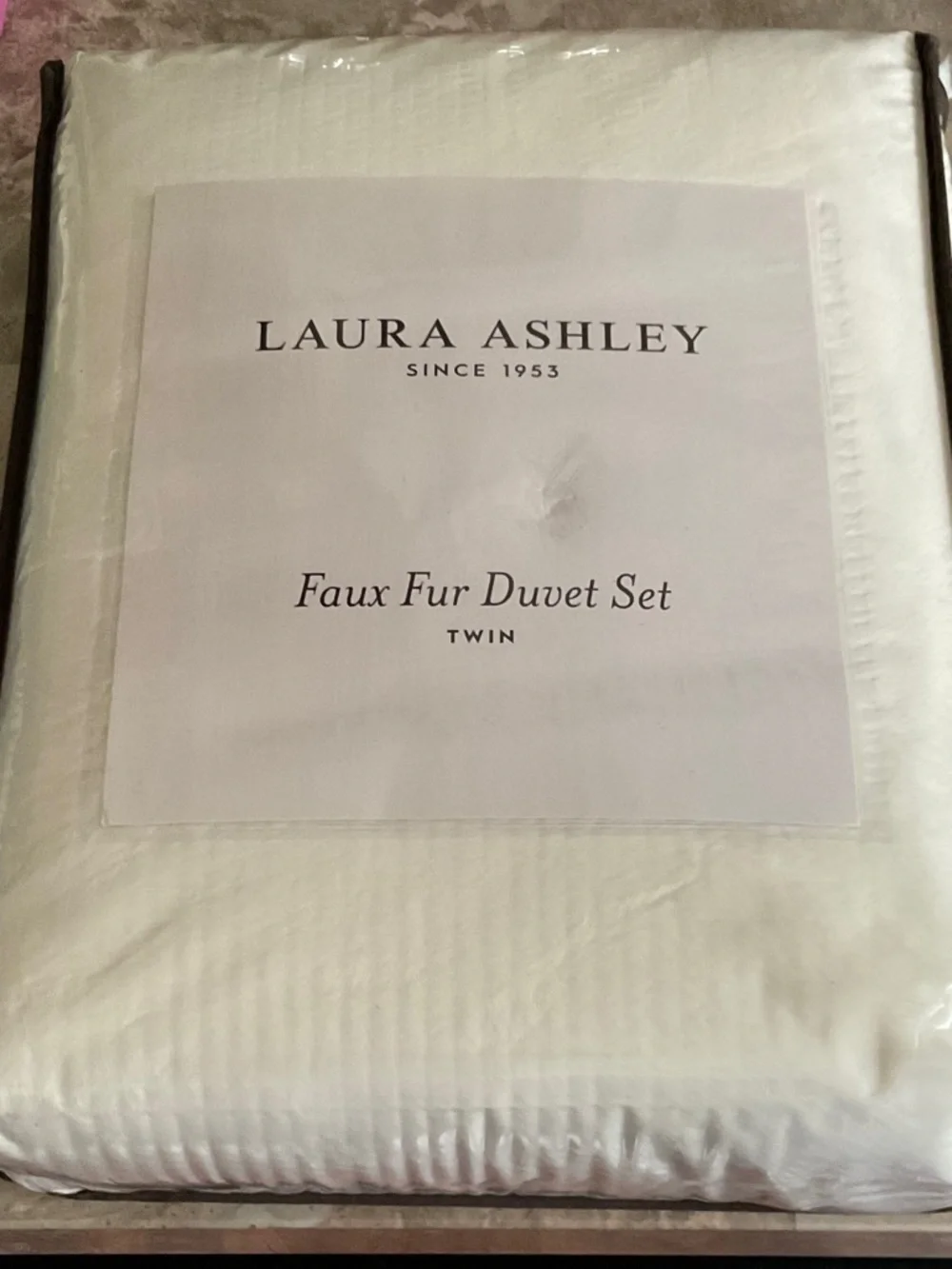 Laura Ashley White Faux Fur Duvet Cover Set